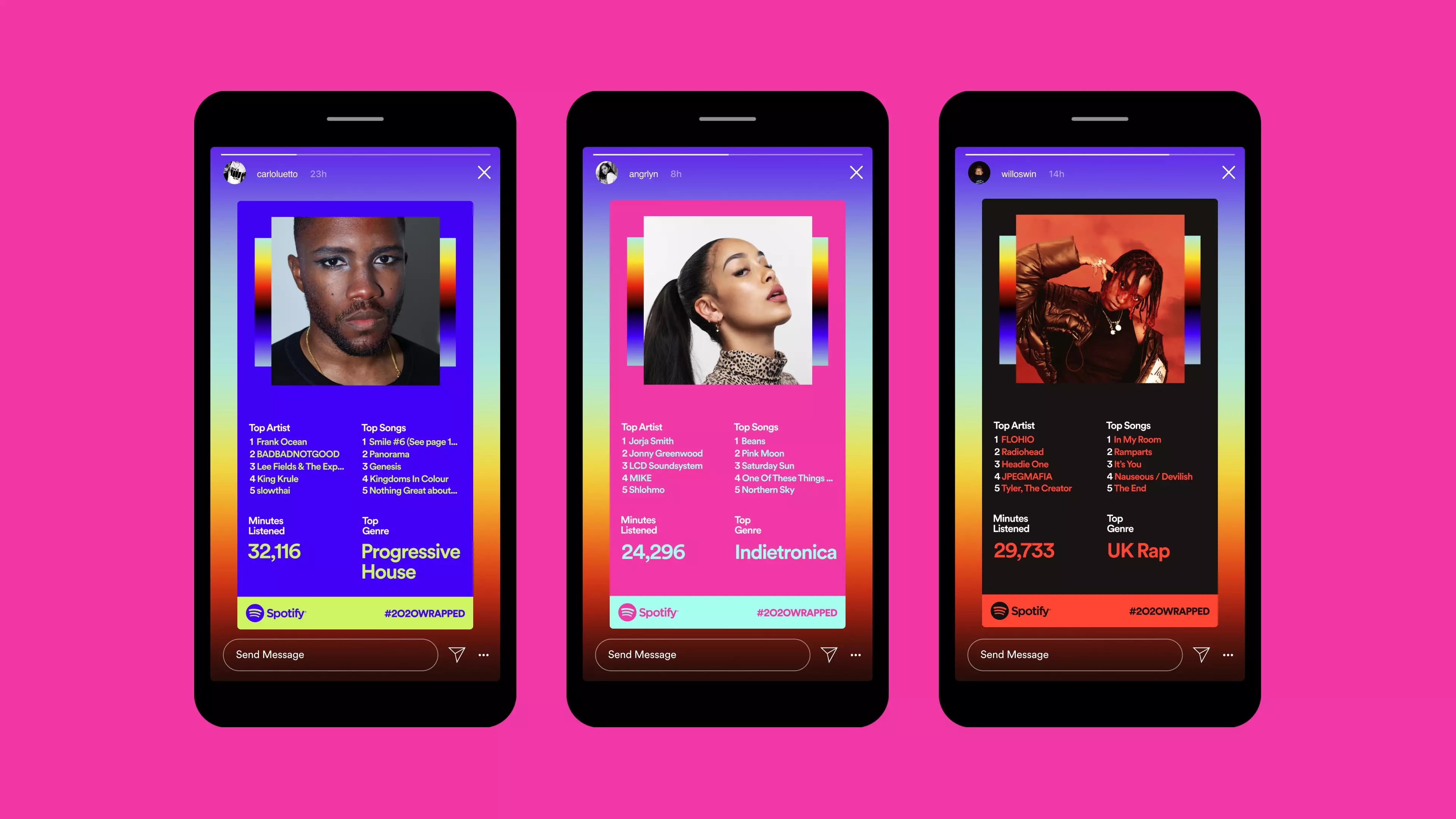 Two sample Spotify Year in Review screens.