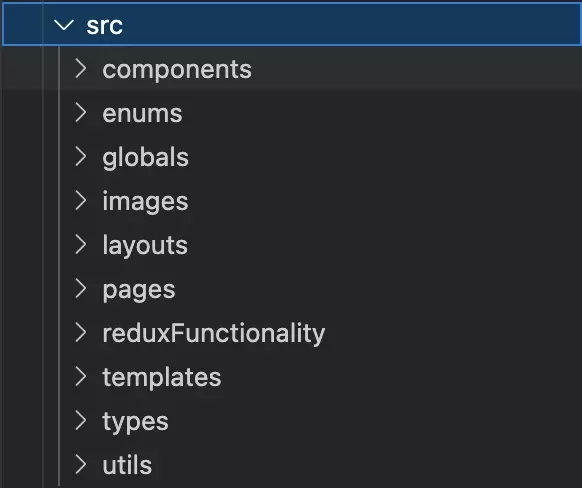 A screenshot of VSCode of our Src folder structure.
