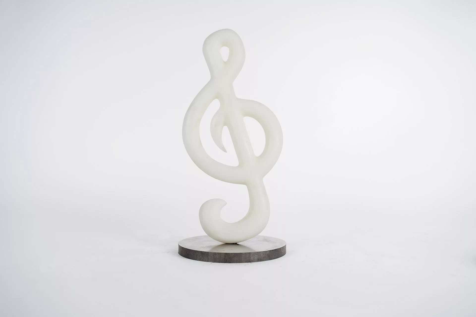 A sample of a white Sol stand on a white background