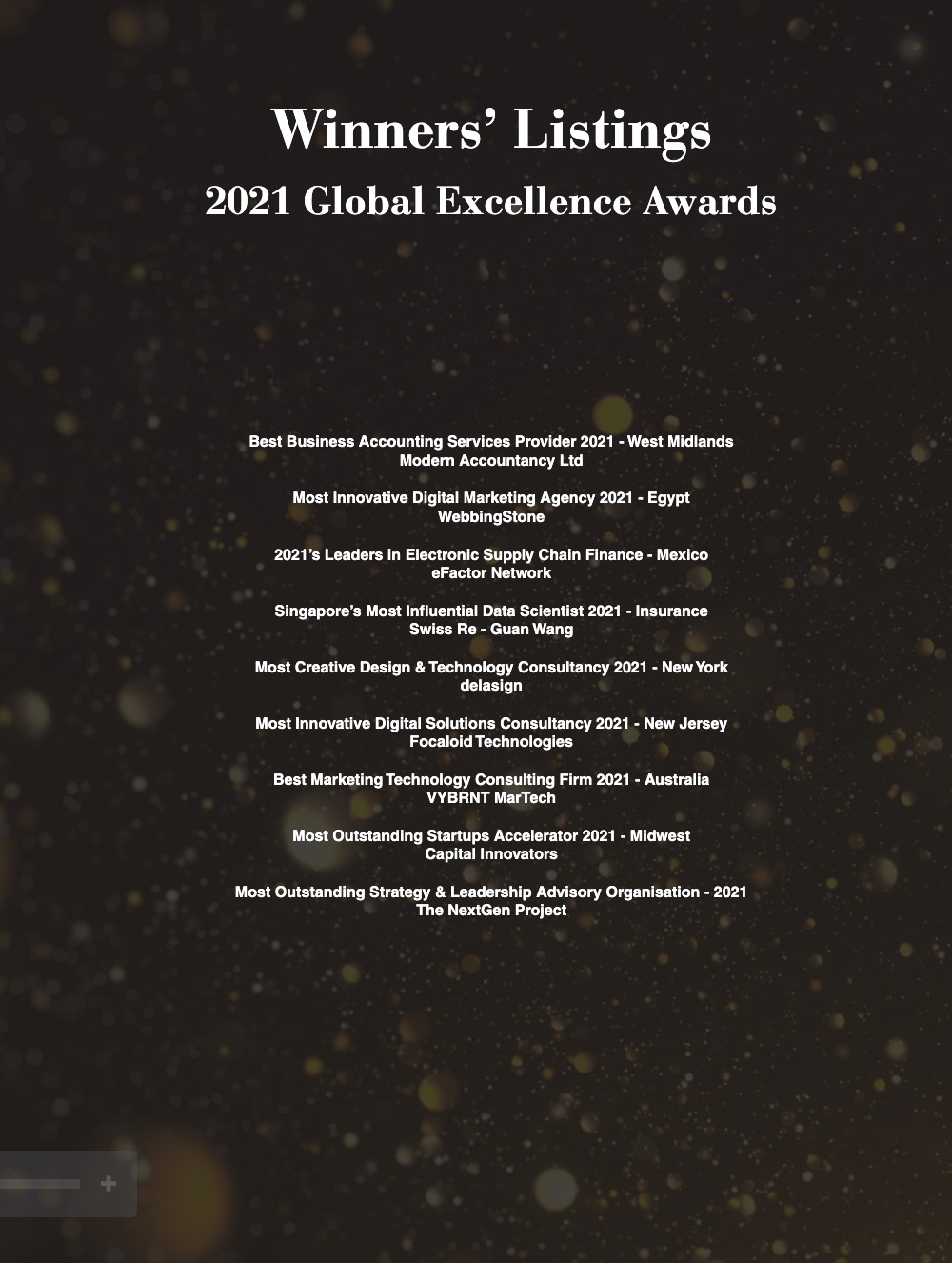 Acquisition International 2021 Global Excellence Awards Winner